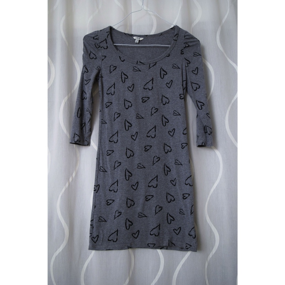 Heart Print Long Sleeve Bodycon Mini Dress | Size M